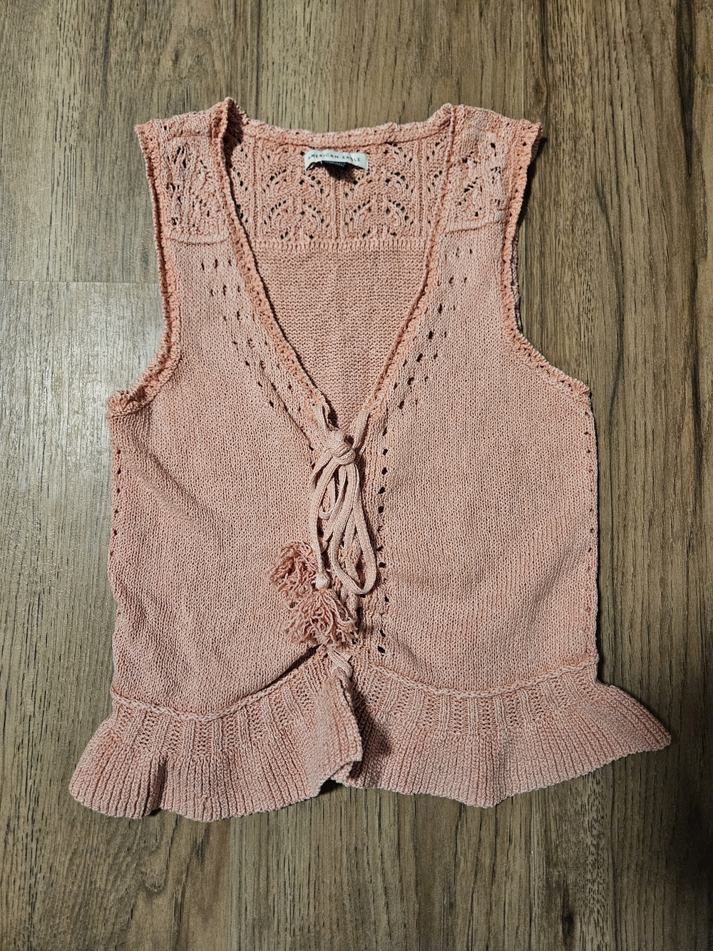 American Eagle Outfitters Ruffle Hem Tie-Front Sweater Tank